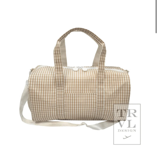 TRVL Weekender Gingham Khaki Duffle Bag