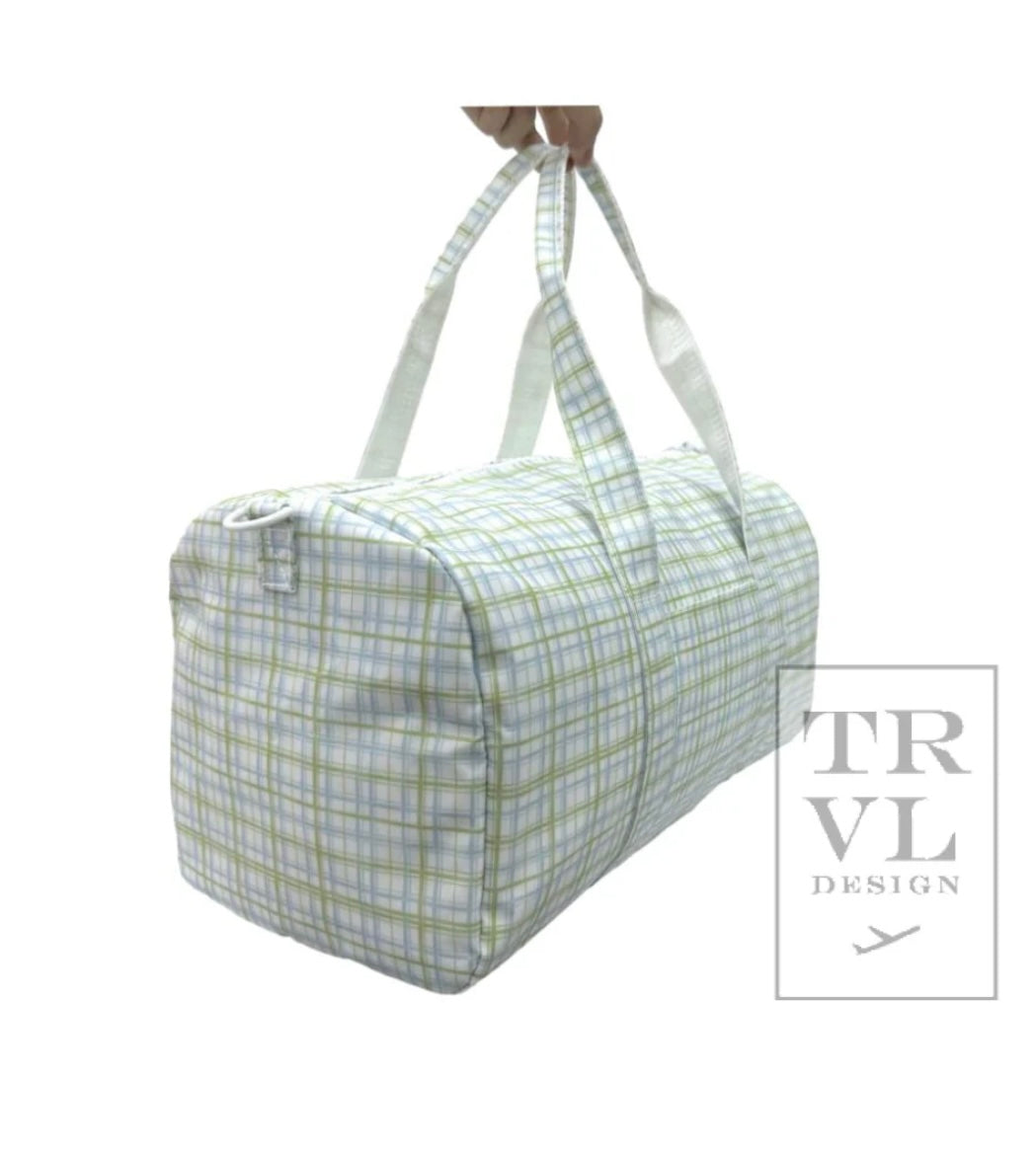 TRVL Weekender Green Plaid Duffle Bag