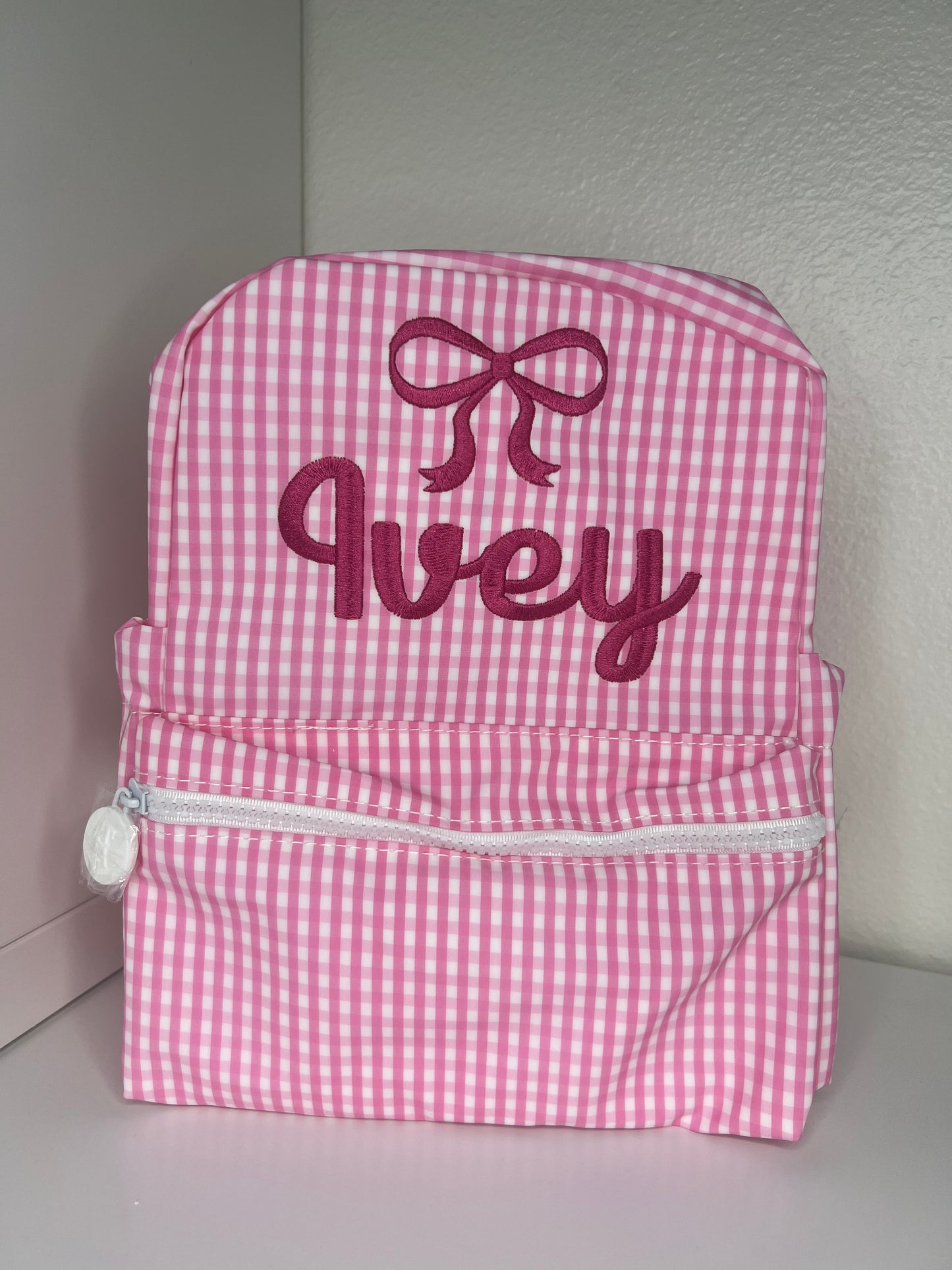 TRVL Pink Gingham Backpack