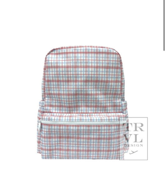 TRVL Red Plaid Backpack