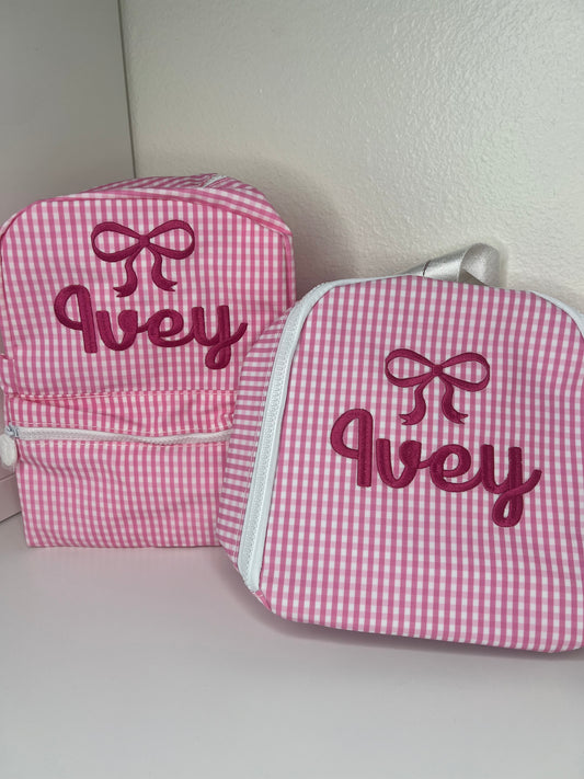 TRVL Pink Gingham Lunch Box