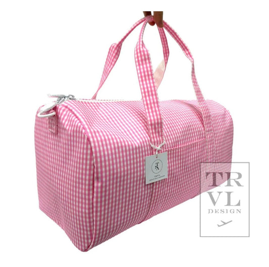 TRVL Weekender Pink Gingham Duffle Bag