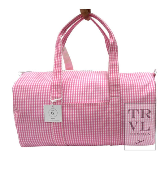 TRVL Weekender Pink Gingham Duffle Bag